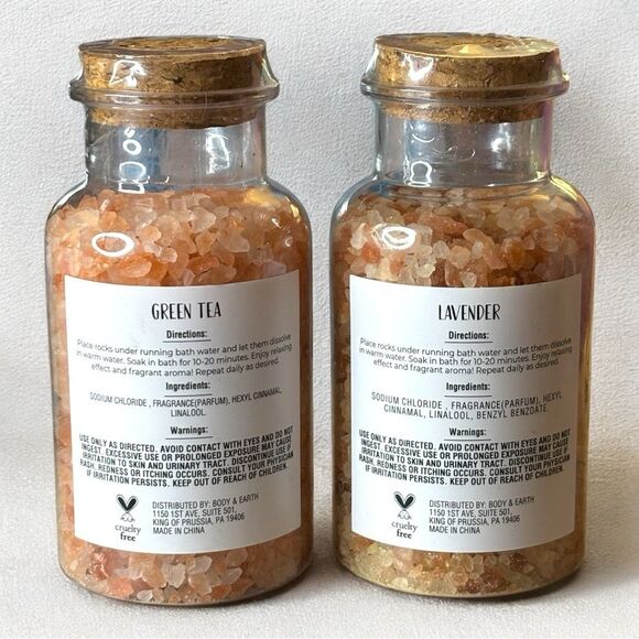 Himalayan Bath Salts (1) Infused With Green Tea & (1) With Lavender 12.3 oz - Picture 2 of 2